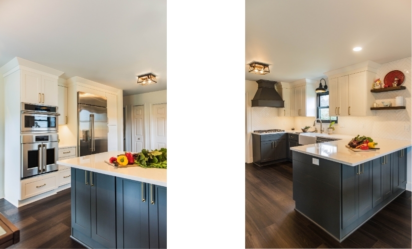 Navy & White Farmhouse Flair Kitchen near Belleville DreamMaker Bath